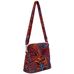 Phoenix Rising Colorful Abstract Art Zipper Messenger Bag