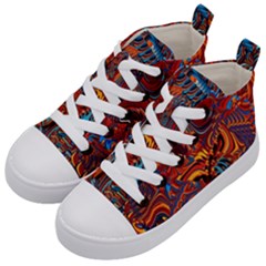 Phoenix Rising Colorful Abstract Art Kids  Mid-top Canvas Sneakers by CrypticFragmentsDesign