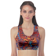 Phoenix Rising Colorful Abstract Art Sports Bra by CrypticFragmentsDesign