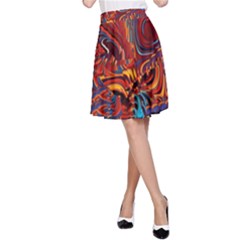 Phoenix Rising Colorful Abstract Art A-Line Skirt