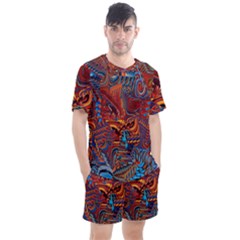 Phoenix Rising Colorful Abstract Art Men s Mesh Tee and Shorts Set