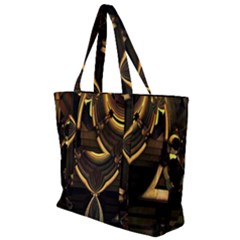 Black And Gold Abstract Line Art Pattern Zip Up Canvas Bag by CrypticFragmentsDesign