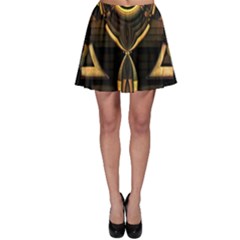 Black And Gold Abstract Line Art Pattern Skater Skirt by CrypticFragmentsDesign