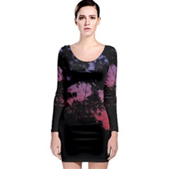 Sunset Landscape High Contrast Photo Long Sleeve Bodycon Dress by dflcprintsclothing