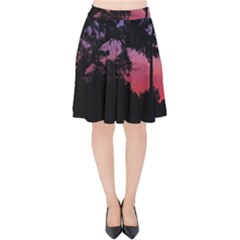 Sunset Landscape High Contrast Photo Velvet High Waist Skirt by dflcprintsclothing