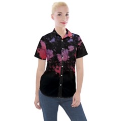 Sunset Landscape High Contrast Photo Women s Short Sleeve Pocket Shirt