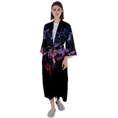 Sunset Landscape High Contrast Photo Maxi Satin Kimono by dflcprintsclothing