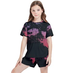 Sunset Landscape High Contrast Photo Kids  Tee And Sports Shorts Set by dflcprintsclothing