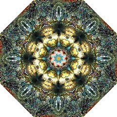 Multicolor Floral Art Copper Patina  Golf Umbrellas by CrypticFragmentsDesign