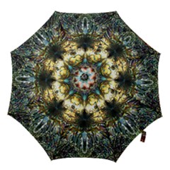 Multicolor Floral Art Copper Patina  Hook Handle Umbrellas (medium) by CrypticFragmentsDesign