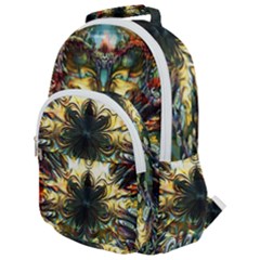 Multicolor Floral Art Copper Patina  Rounded Multi Pocket Backpack by CrypticFragmentsDesign