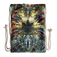 Multicolor Floral Art Copper Patina  Drawstring Bag (large) by CrypticFragmentsDesign