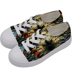 Multicolor Floral Art Copper Patina  Kids  Low Top Canvas Sneakers by CrypticFragmentsDesign