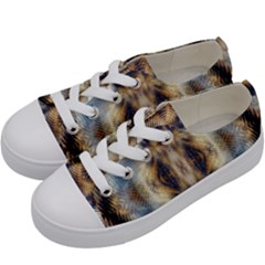 Retro Hippie Vibe Psychedelic Silver Kids  Low Top Canvas Sneakers by CrypticFragmentsDesign