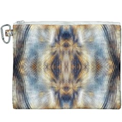 Retro Hippie Vibe Psychedelic Silver Canvas Cosmetic Bag (xxxl) by CrypticFragmentsDesign