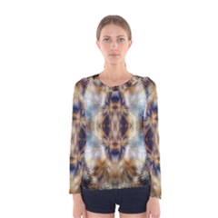 Retro Hippie Vibe Psychedelic Silver Women s Long Sleeve Tee