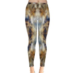 Retro Hippie Vibe Psychedelic Silver Inside Out Leggings by CrypticFragmentsDesign