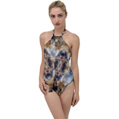 Retro Hippie Vibe Psychedelic Silver Go With The Flow One Piece Swimsuit by CrypticFragmentsDesign