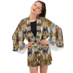 Retro Hippie Vibe Psychedelic Silver Long Sleeve Kimono by CrypticFragmentsDesign