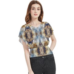 Retro Hippie Vibe Psychedelic Silver Butterfly Chiffon Blouse