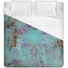 Retro Hippie Abstract Floral Blue Violet Duvet Cover (king Size) by CrypticFragmentsDesign