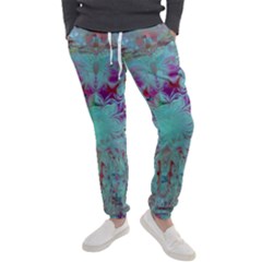 Retro Hippie Abstract Floral Blue Violet Men s Jogger Sweatpants by CrypticFragmentsDesign
