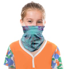 Retro Hippie Abstract Floral Blue Violet Face Covering Bandana (kids)