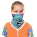 Retro Hippie Abstract Floral Blue Violet Face Covering Bandana (Kids) View1