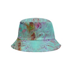 Retro Hippie Abstract Floral Blue Violet Inside Out Bucket Hat (kids) by CrypticFragmentsDesign