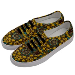 Mandala Faux Artificial Leather Among Spring Flowers Men s Classic Low Top Sneakers by pepitasart