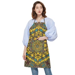 Mandala Faux Artificial Leather Among Spring Flowers Pocket Apron by pepitasart