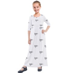 Tribal Style Symbol Drawing Print Pattern Kids  Quarter Sleeve Maxi Dress by dflcprintsclothing