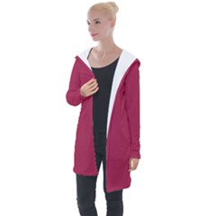 Amaranth Purple Longline Hooded Cardigan by FashionLane