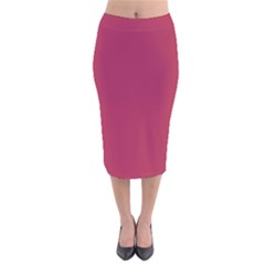 Amaranth Purple Velvet Midi Pencil Skirt by FashionLane