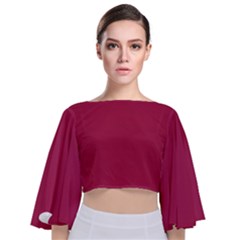 Amaranth Purple Tie Back Butterfly Sleeve Chiffon Top by FashionLane