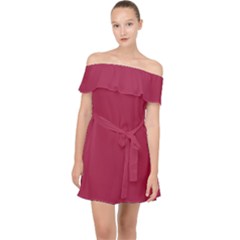 Amaranth Purple Off Shoulder Chiffon Dress by FashionLane