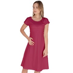 Amaranth Purple Classic Short Sleeve Dress by FashionLane