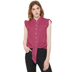 Amaranth Purple Frill Detail Shirt by FashionLane
