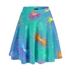 Non Seamless Pattern Blues Bright High Waist Skirt