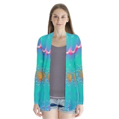 Non Seamless Pattern Blues Bright Drape Collar Cardigan