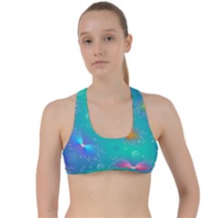 Non Seamless Pattern Blues Bright Criss Cross Racerback Sports Bra