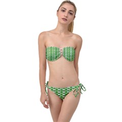Clover Leaf Shamrock St Patricks Day Twist Bandeau Bikini Set