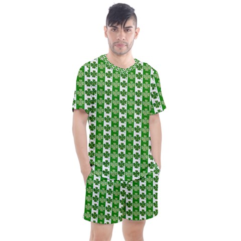 Clover Leaf Shamrock St Patricks Day Men s Mesh Tee And Shorts Set by Dutashop