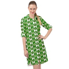 Clover Leaf Shamrock St Patricks Day Long Sleeve Mini Shirt Dress by Dutashop