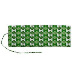 Clover Leaf Shamrock St Patricks Day Roll Up Canvas Pencil Holder (m)