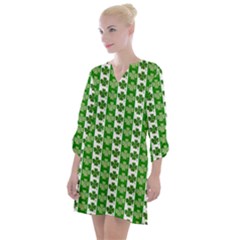 Clover Leaf Shamrock St Patricks Day Open Neck Shift Dress by Dutashop