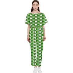 Clover Leaf Shamrock St Patricks Day Batwing Lightweight Jumpsuit