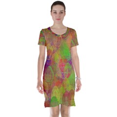 Easter Egg Colorful Texture Short Sleeve Nightdress