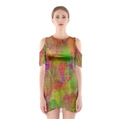 Easter Egg Colorful Texture Shoulder Cutout One Piece Dress