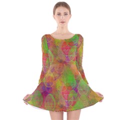 Easter Egg Colorful Texture Long Sleeve Velvet Skater Dress